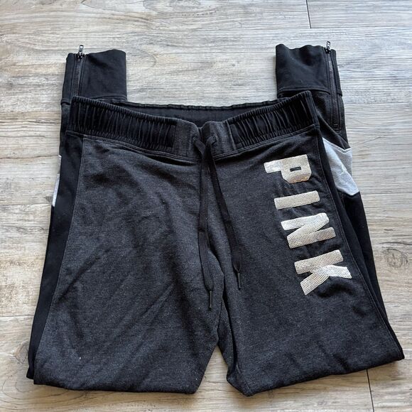 PINK by Victoria Secret Sequin Legging Medium Yoga Black Gray Silver - Picture 1 of 7
